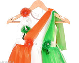 India-made tri-color net dress for girls, perfect for Independence Day celebrations