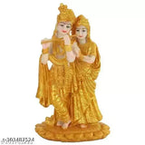 Gold plated Radha Krishna idol showpiece, 2.5" x 7" x 3.5", Indian handcrafted home decor gift for family and friends or corporate use