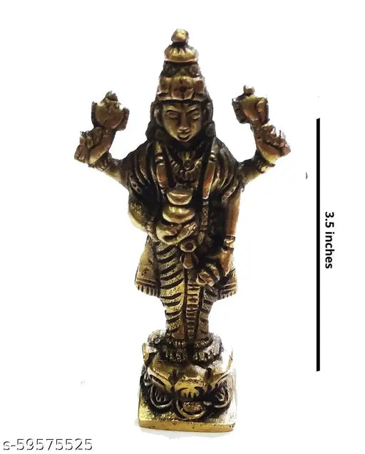 Ashtadhaatu brass Dhanvantri idol statue, 3.5 inch tall for Dhanteras pujan and home temple