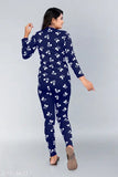 Women's cotton blend printed pyjamas nightsuit, long-sleeved and comfortable loungewear