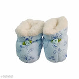 Blue PinKit unisex baby booties, fur sole with rubber detail for 0-12 months, pack of 1