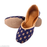 Trendy synthetic jutis and bellies for women & girls in various sizes (IND-4, IND-5, IND-6, IND-7, IND-8, IND-9). Made in India with quality print and fine material