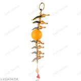 Yellow metal Nimbu Mirch wall hanging, traditional Vastu decor piece for negativity removal (22.5 cm)