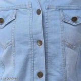 Fashionable blue denim jacket with button closure