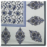 Blue floral Jaipuri cotton bedsheet with intricate design, 100% cotton, single bedsheet.