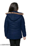 Baby girl's winter jacket, fur lining, light blue, hooded