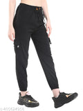 Black cotton stretch sportswear leggings jogger activewear gym wear women's track pants