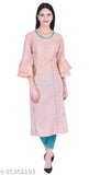 Pink cotton kurta with bell sleeves