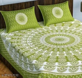 White floral cotton double bed sheet & 2 pillow covers, perfect for summer adult use. Quality Indian product