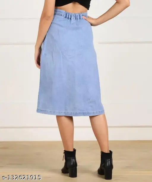 Denim western skirts for women - unique fashionable design, solid pattern, size 28, 30, 32 from India