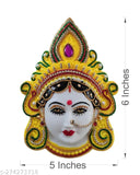 Yellow plastic Maa Lakshmi Mukhota for pujas and decor, Hindu goddess of wealth and prosperity, approx. dimensions: 15 x 13 x 4 cm, approximately 100 grams