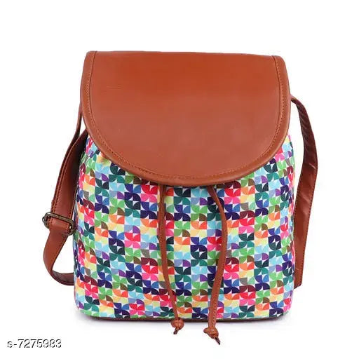 A girl's canvas crossbody bag with a flower print
