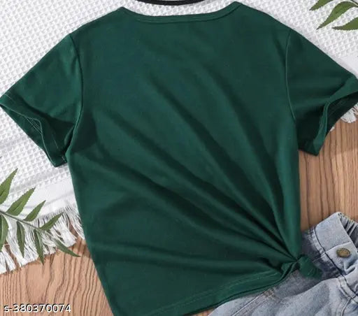 Green cotton crew neck T-shirt