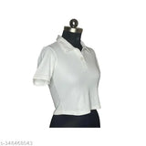 Cotton solid rib polo t-shirt for women - classic design, flattering fit, easy care