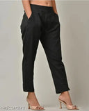 Black, cotton, high waist, relaxed fit, women's trousers