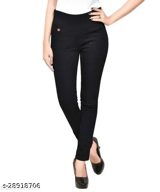 Denim tummy tucker jeggings for women - stylish glamarous denim jeans, solid pattern in various sizes (26-40) from India