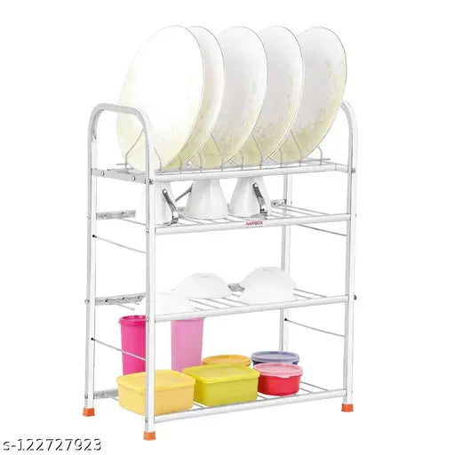 Stainless steel four-layer kitchen dish rack, suitable for salads and te cutlery stand, 31 inches tall