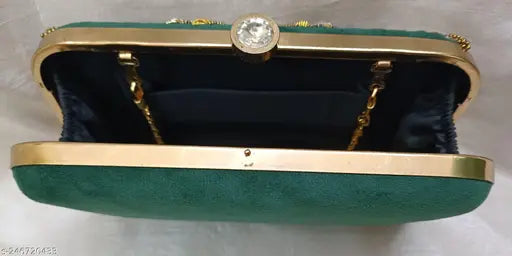 Velvet party clutches with gold hardware, small size