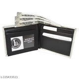 Handmade leather wallet, white dollar style with canvas print, comfortably fits essentials for men's use, made in India