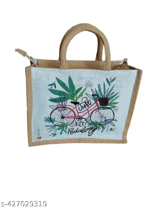 3D printed jute checkered lunch bag, premium quality, free size, eco-friendly Indian product