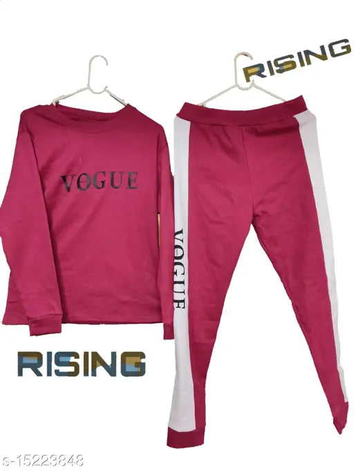 Vogue women's cotton blend nightsuit in printed net pattern, long-sleeved t-shirt and legging set