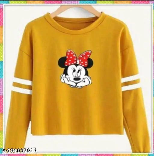 Classic latest women's cotton blend long-sleeve t-shirt, printed with stylish design, made in India