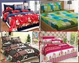 Fashionable polycotton queen double bedsheets combo (4pcs), 160 thread count, 2 pillow covers included, made in India