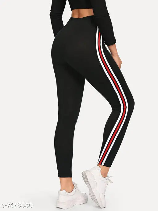 Striped cotton blend ankle-length jeggings combo pack for women, two pairs - India origin
