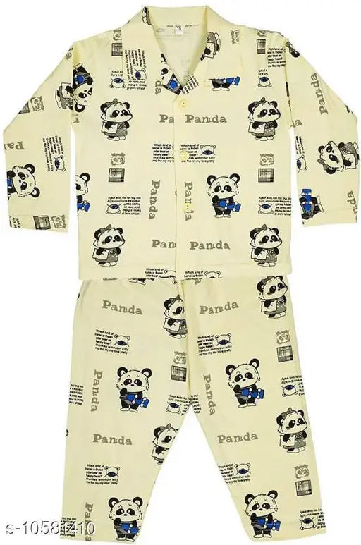 Cotton cartoon print night suit for babies, ICABLE brand with long sleeves and printed design, 9-12 months size from India