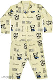 Cotton cartoon print night suit for babies, ICABLE brand with long sleeves and printed design, 9-12 months size from India