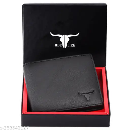 Slim, genuine leather wallet with 2 compartments and coin pocket. Hand-stitched premium buffalo leather in a solid brown color, made in India