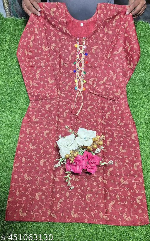 Red wool long kurta