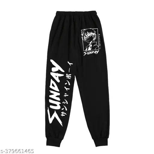 Abstract design womens joggers black pants