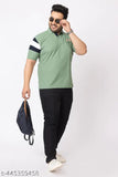 Plus size polycotton colorblocked polo neck T-shirt for men, featuring vibrant contrasting panels and sleek collar, ideal for XL, 3XL, 4XL, and 5XL sizes