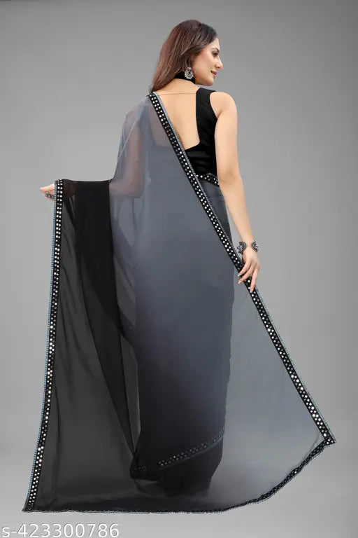 Georgette sequin less saree, women's formal attire