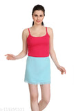 Mid-thigh length half slip skirt with lace trim for women