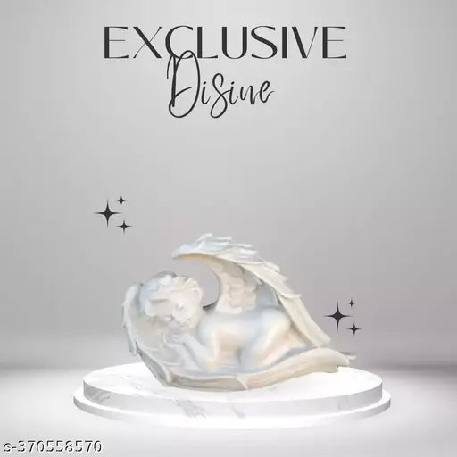 Resin white angel statue for home & garden decor, versatile, elegant showpiece with tranquil aura, India origin
