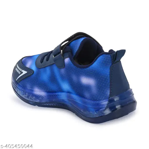 Blue, white, black and yellow sports shoes for kids