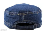 Blue cotton newsboy cap - solid design, stylish party hat for men, women, boys, girls. Made in India