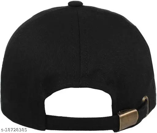 Stylish black cotton baseball cap, adjustable snapback