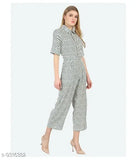 White printed crepe jumsuit for women, short sleeves with Indian origin and intricate patterns. [White Printed Crepe Jumpsuit]