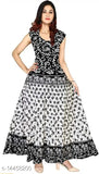 Women's long length maxi dress with Jaipur print