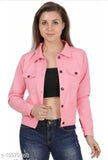 Solid denim women's long sleeve denim jacket from India
