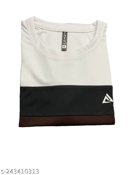 Trendy men's lycra t-shirt by HAKSH LIFESTYLE, short sleeves with printed design. Great for casual wear with khakis or jeans. Made in India