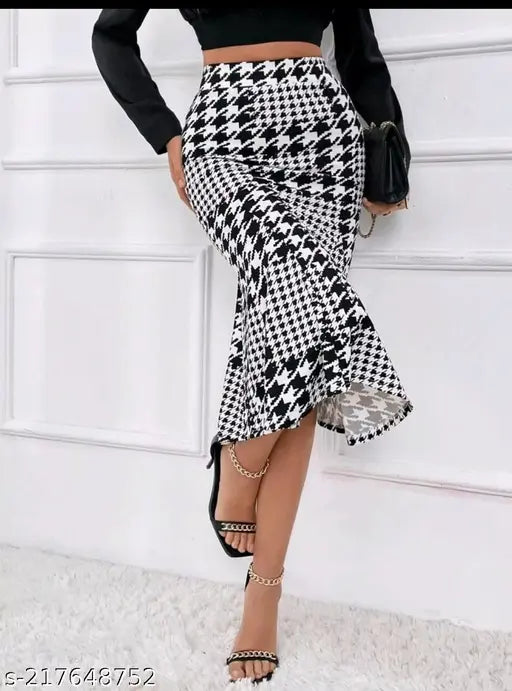 Printed net polycotton western skirt for women, fashionable and glamorous, size 30 (waist 30in, length 28in)