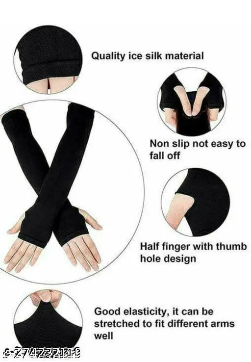 Stylish cotton sun visor cap and fingerless arm sleeves combo pack for men, women, girls, boys - solid pattern, adjustable, sports baseball design, India origin