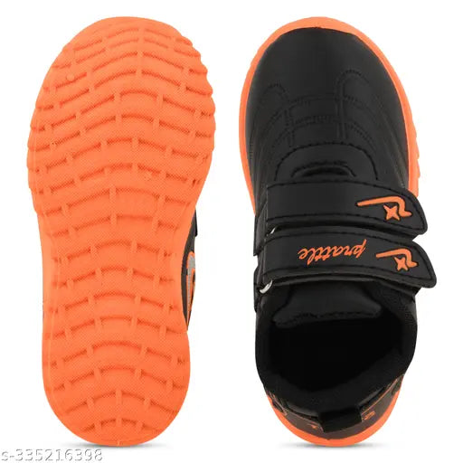 Kids Led Shoes T101Orange - Breathable EVA, lightweight, casual Velcro shoes for outdoor sports, features LED light up heel and color-changing effect