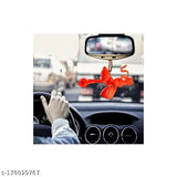Orange plastic decorative showpiece: Flying Lord Hanuman hanging idol for car mirror decoration by AKSMIT International