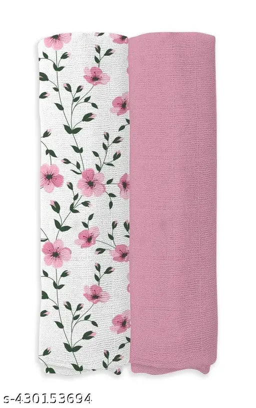 Floral plain cotton swaddlerpack, ideal for AC room, baby sleep essential, softens with each wash