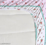 Cotton floral fitted bedsheet, size 78x72, fits 8 inch mattress & includes 2 pillow covers